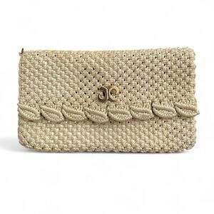 Vintage cream crochet clutch beautifully